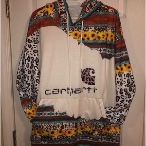 NWOT PLUS SIZE WOMENS WESTERN SUNFLOWER LEOPARD SERAPE HOODIE SWEATSHIRT XXL